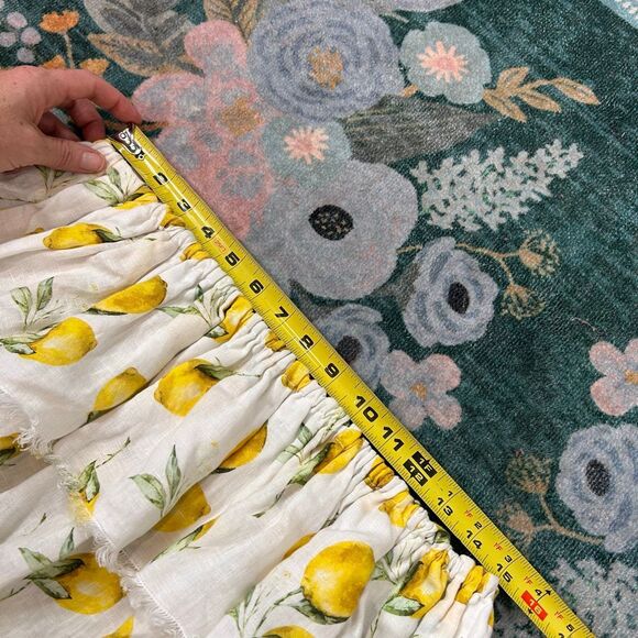 Palo Borracho Crop Top Womens Small Yellow White Lemon Linen Off the Shoulder - Picture 9 of 14